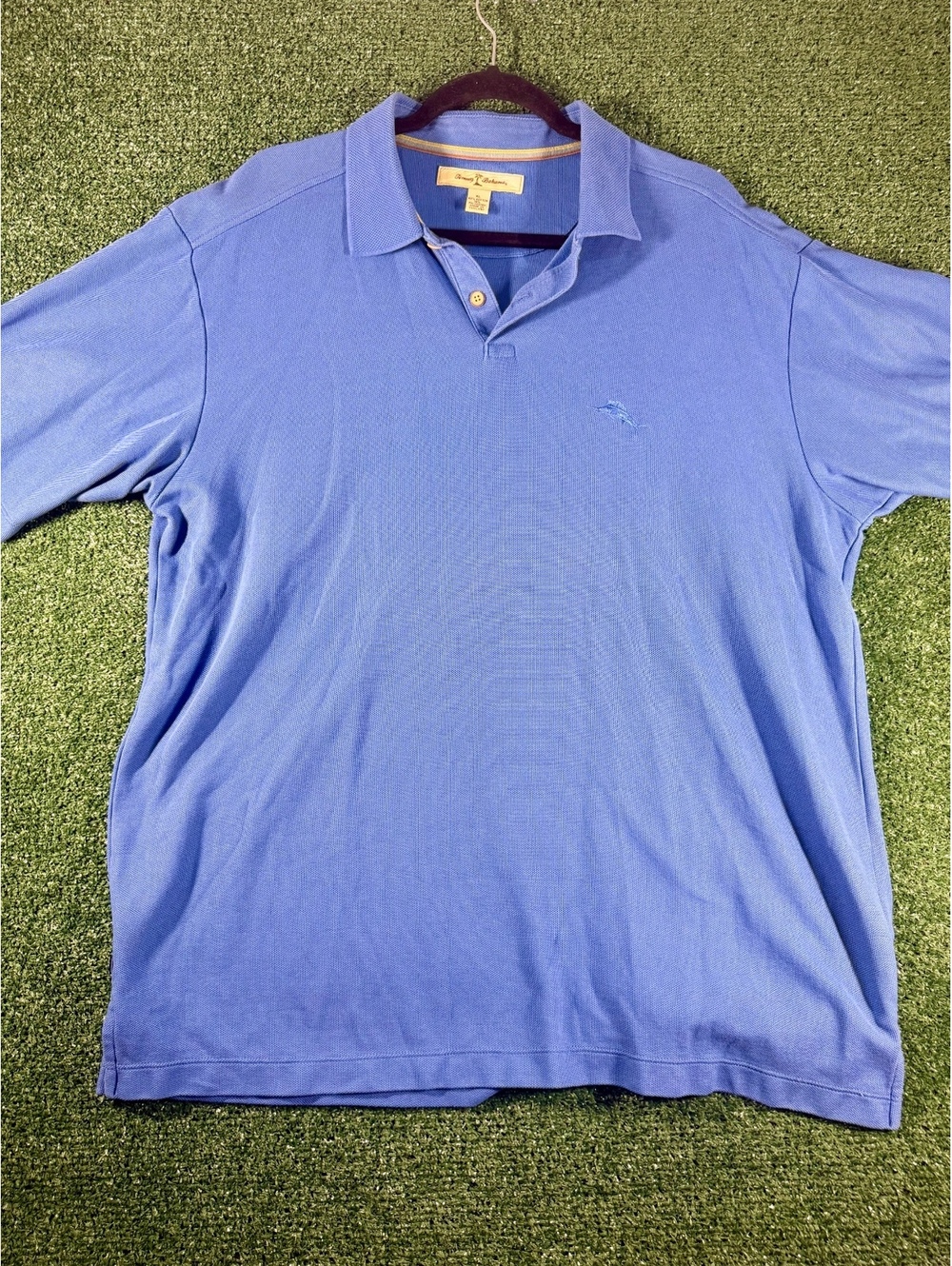 Tommy Bahama Polo Shirt Mens XL Blue Marlin Logo Cotton Blend Golf Casual